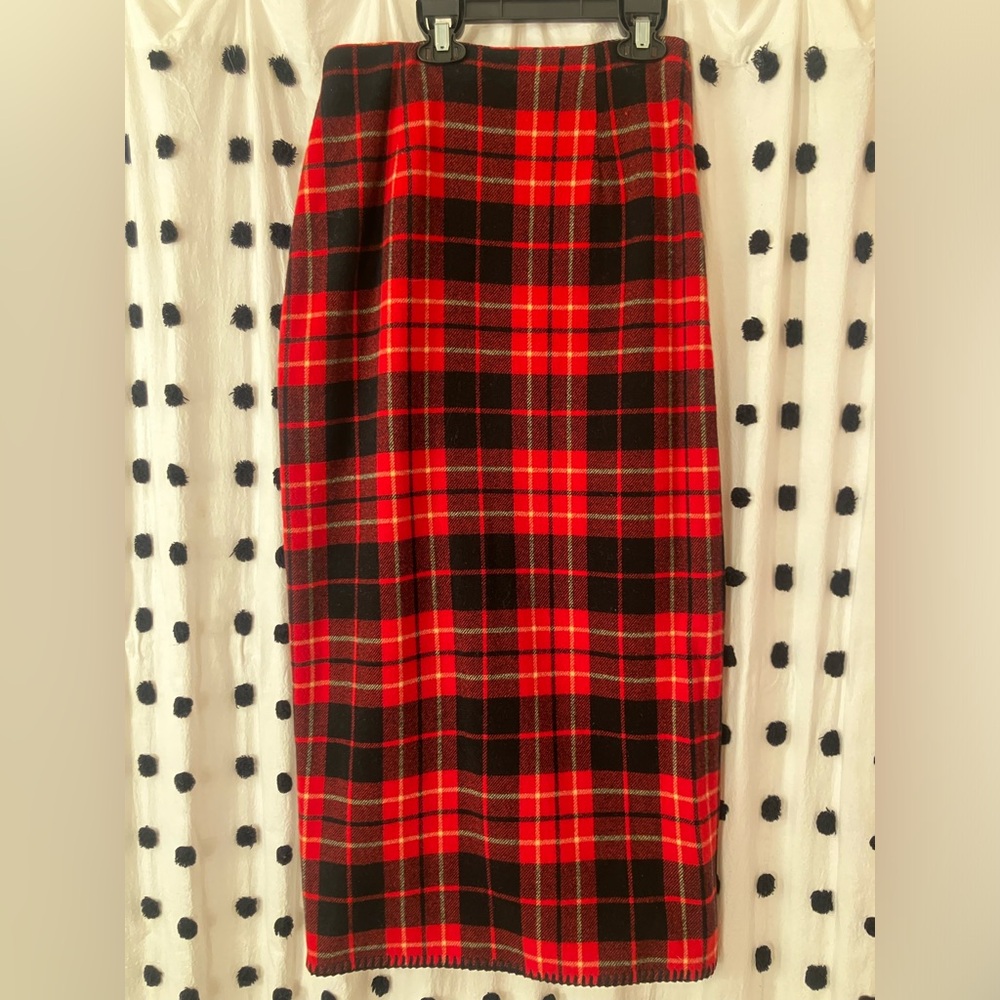 Vintage Gap Wool Tartan Plaid Long Wrap Skirt